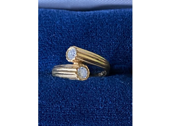 18k Yellow Gold Ring With Two Diamonds -20