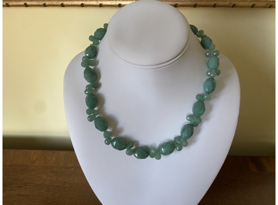 Stunning Green Quartz ? Gemstone Necklace With 14KSF Clasp-11