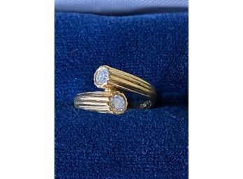 18k Yellow Gold Ring With Two Diamonds -20