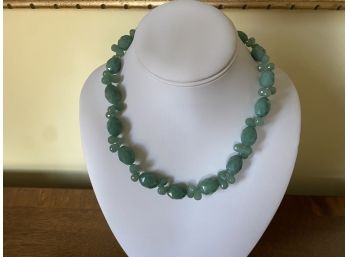Stunning Green Quartz ? Gemstone Necklace With 14KSF Clasp-11
