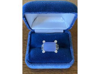 14k White Gold Chalcedony And Diamond Ring - 9