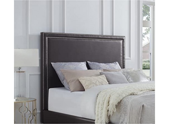 #6  Inspired Home Espresso Leather Headboard - Design: Monroe Queen Size Tufted Upholstered Modern
