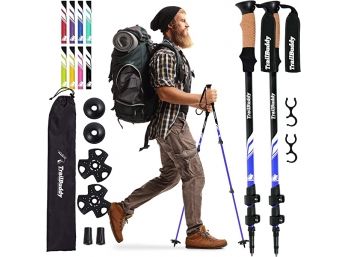 #164 TrailBuddy Trekking Poles - Lightweight, Collapsible Hiking Poles For Backpacking Gear Pair Of 2 Blue