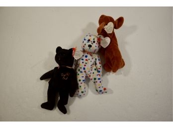 Rare- Set Of 3 Ty Beanie Babies Including Ty 2K, Weenie, The End