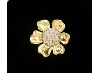 Givenchy Paris Pearl Flower Brooch 3 1/4'