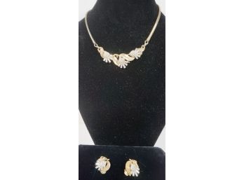 Crown Trifari Necklace & Clip Earrings