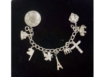 Sterling Charm Bracelet With 8 Sterling Marked Charms