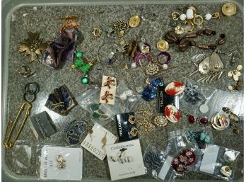 Mixed Costume Lot  Pins, Earrings Rings 40  Pieces