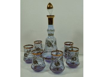 Venetian Glass Decantor 7 Pc Set 13'' Tall