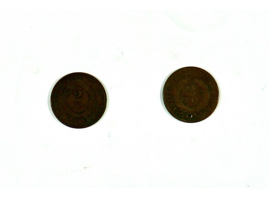 Lot Of 2 - 2 Cent Pieces 1865 , 1868