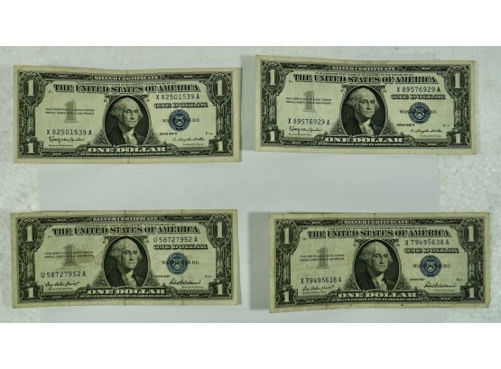4 Silver Certificate $1 Bills - 2 X 1957 , 2 X 1957 B
