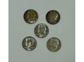 Lot Of 5- 1966-1969 Kennedy Half Dollars 40 Silver