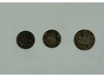 1909 Silver 5 Cents , 1916 Silver 5 Cents, 1910? Silver 10 Cents All Canada