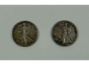 2  Walking Liberty Silver Eagle Half Dollars 1938, 1939 D