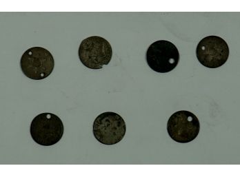 7 Rare U. S. Silver 3 Cent Pieces - 1851, 4 X 1853, 1862, ?