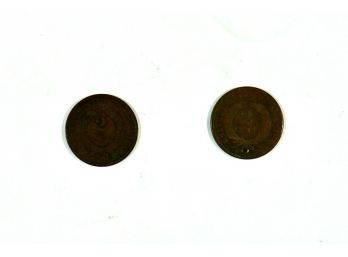 Lot Of 2 - 2 Cent Pieces 1865 , 1868