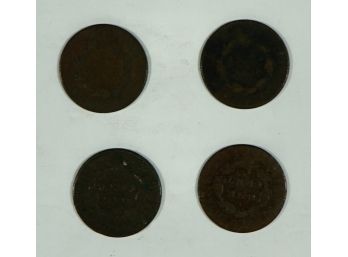 Lot Of 4 - 1820  Braided Hair Early US Copper Large Cent