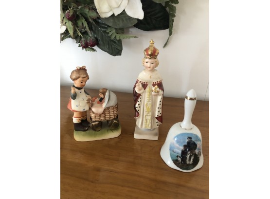 Lot Of 3 Figurines Hummel, Norman Rockwell & Made In Japan