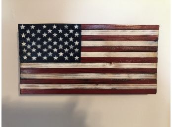 Wooden American Flag 13 1/2 X 7