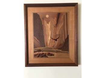 Framed Wood Inlaid Art (bird) 24 X 28