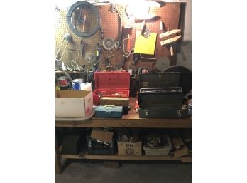 Tool Table & Boxes Everything Must Go