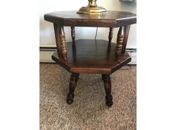 Round Pine End Table