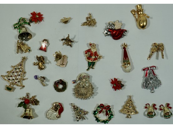 Lot Of 27 Christmas Pins / Earrings