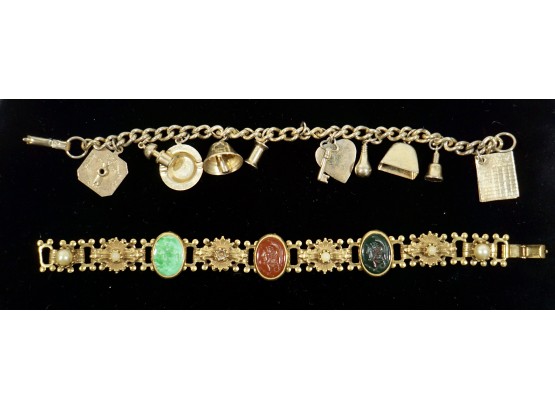 2 Vintage Bracelets , Coro Charm