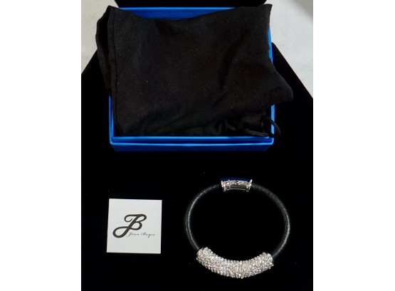 Joan Boyce Rhinestone & Leather Bracelet