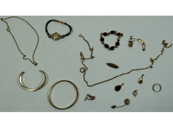 1.875 OTZ Gold Filled Lot Bracelets,watch,pins,earrings 15 Pcs