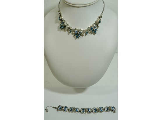 Coro Light Blue Stone 16' Necklace & 7' Bracelet