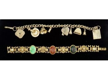 2 Vintage Bracelets , Coro Charm