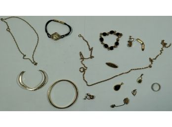 1.875 OTZ Gold Filled Lot Bracelets,watch,pins,earrings 15 Pcs