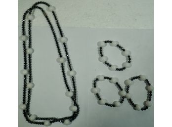 Necklace & 3 Bracelet Lot ( Hematite & Agate )