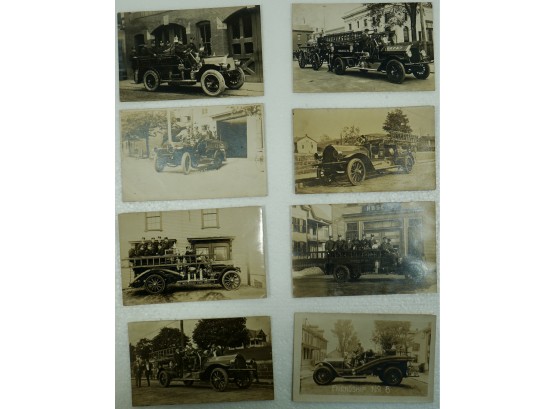 Lot Of 8 Fire Dept Engines (RPPC) Including Haverhill, Weymouth, Pittsfield, MA, Manchester, NH
