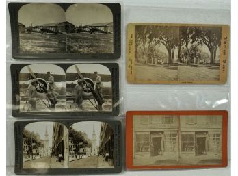 Lot Of 5 Stereo Views (Real Picture) 3 Military Planes, North Shore Olde Ipswich