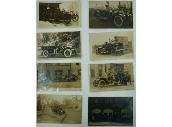 Lot Of 8 Fire Dept Engines (RPPC) Including Ft Mckinley, MA Norwalk, Strafford CT, Lansing, MI ,akron, OH