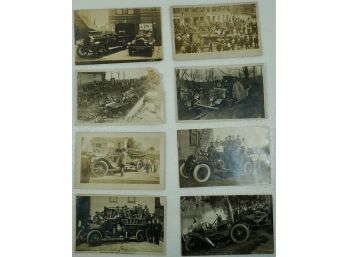 Lot Of 8 Fire Dept Engines (RPPC) Including Collings, Norwich, NY, Celima, KS, W Bridgewater, MA