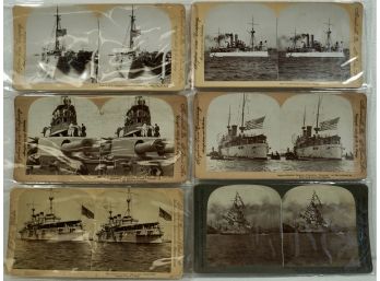 Lot Of 6 Stereo Views (Real Picture) US Battleships