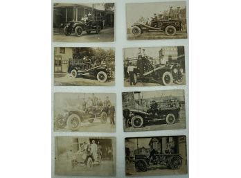 Lot Of 8 Fire Dept Engines (RPPC) Including New Haven, CT, Beverly, MA, Peekskill, NY,