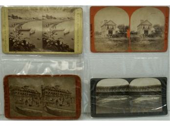 Lot Of 4 Stereo Views (Real Picture) Gloucester, MA, Yankee Stadium,