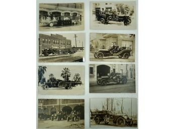 Lot Of 8 Fire Dept Engines (RPPC) Including New Bedford, MA, Mankato MN, Orville, CA