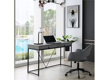 #22 Loft Lyfe Scarlette Writing Desk With 2 Drawers And Leather Handles Greyblack