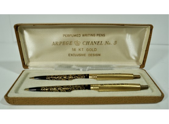 14k Gold Filagree Chanel # 5 Pen Set #6785