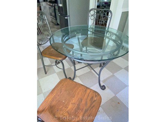 Glass Top Round Table With 4 Chairs