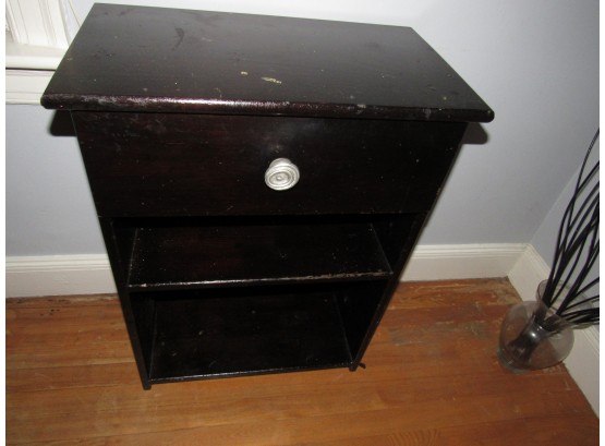 Wood Nightstand With Top Drawer