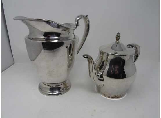 Silverplate Teapot And Water Pitcher