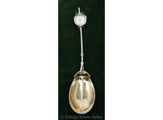 Gorham Lady's Pattern Sterling Silver Gilt Wash Lobed Serving Spoon