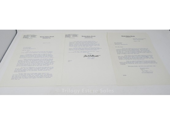 Signed Letters From U.S Senators Fred Harris & Leverett Saltonstall