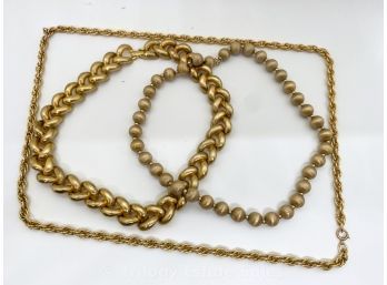 Three Costume Gold-Tone Necklaces
